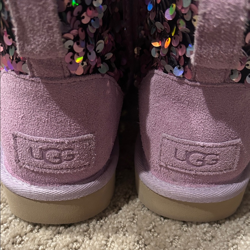 UGG Multicolor/purple Sequin Boots - girls 5 - Picture 3 of 5